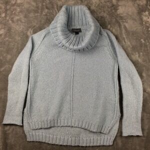 Wooden Ships Sweater Womens Small Medium Oversized Mohair Wool Cowl Blue Soft